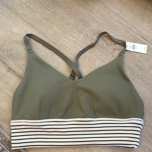 Ribbed Olive Bralette with Striped Band - Picture 6 of 8